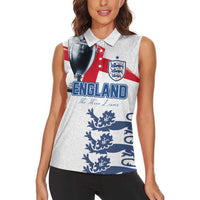 Custom England Football 2024 Road To The Champion Women Sleeveless Polo Shirt - Wonder Print Shop