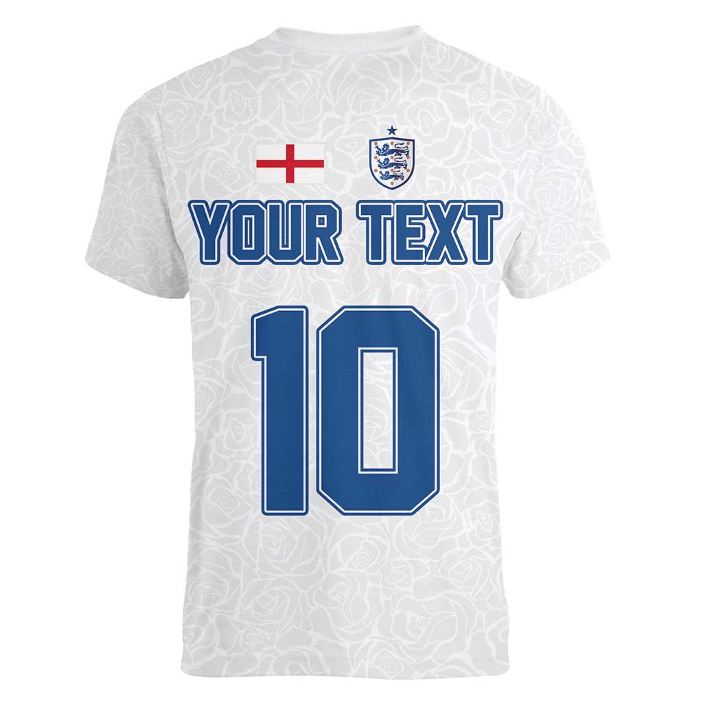 Custom England Football 2024 Road To The Champion Women V-Neck T-Shirt - Wonder Print Shop