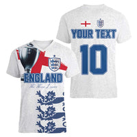 Custom England Football 2024 Road To The Champion Women V-Neck T-Shirt - Wonder Print Shop