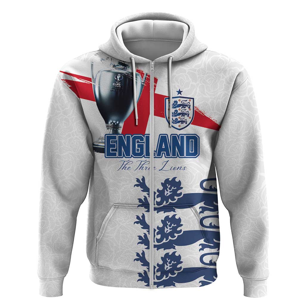 Custom England Football 2024 Road To The Champion Zip Hoodie - Wonder Print Shop