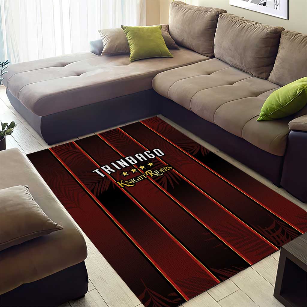 Trinbago Cricket Knight Riders Area Rug Palm Leaves with Vertical Stripes Sporty Style - Wonder Print Shop