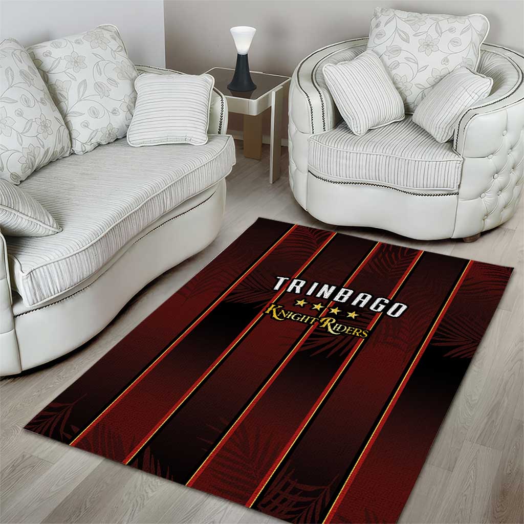Trinbago Cricket Knight Riders Area Rug Palm Leaves with Vertical Stripes Sporty Style - Wonder Print Shop