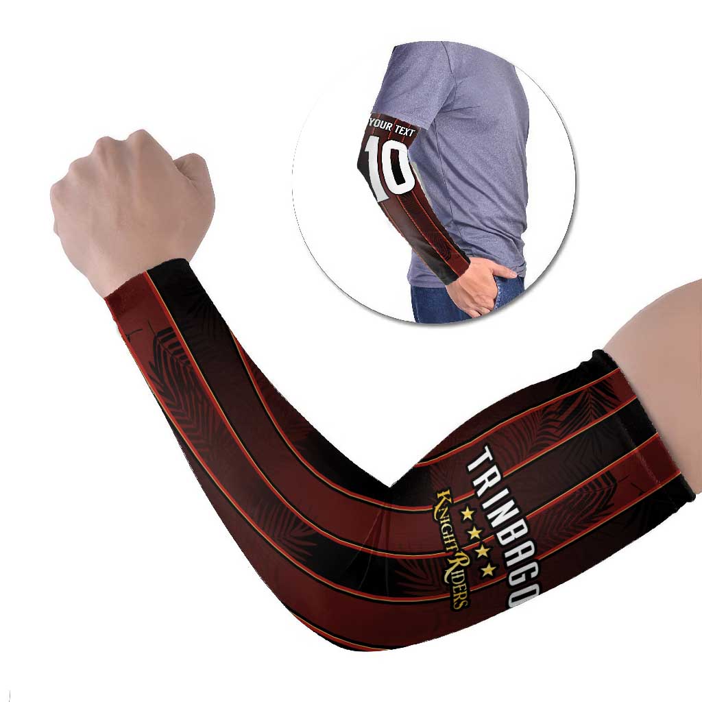 Trinbago Cricket Knight Riders Arm Sleeves Palm Leaves with Vertical Stripes Sporty Style - Wonder Print Shop