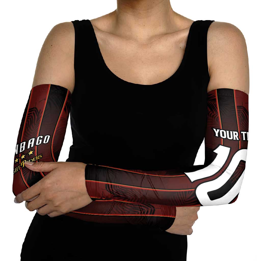 Trinbago Cricket Knight Riders Arm Sleeves Palm Leaves with Vertical Stripes Sporty Style - Wonder Print Shop
