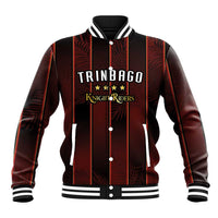 Custom Trinbago Cricket Knight Riders Baseball Jacket Palm Leaves with Vertical Stripes Sporty Style - Wonder Print Shop