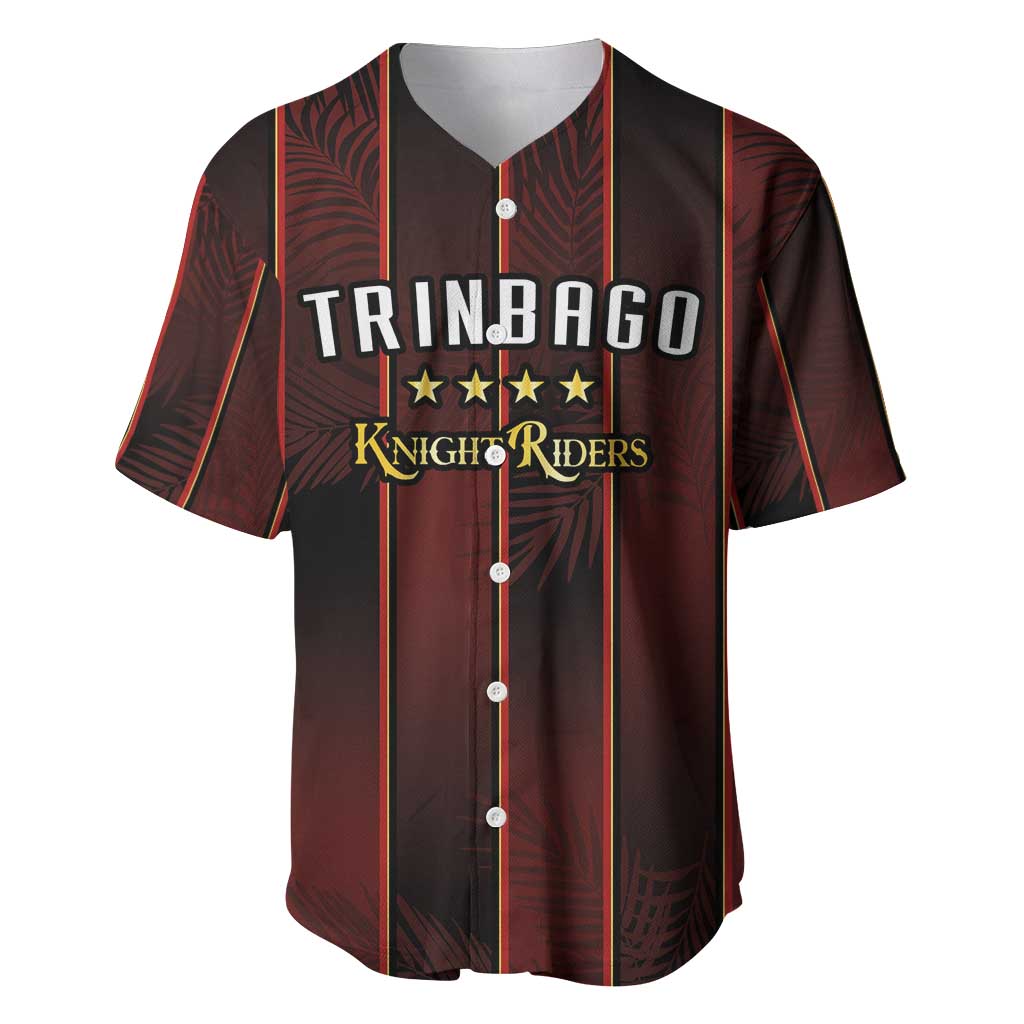 Custom Trinbago Cricket Knight Riders Baseball Jersey Palm Leaves with Vertical Stripes Sporty Style - Wonder Print Shop