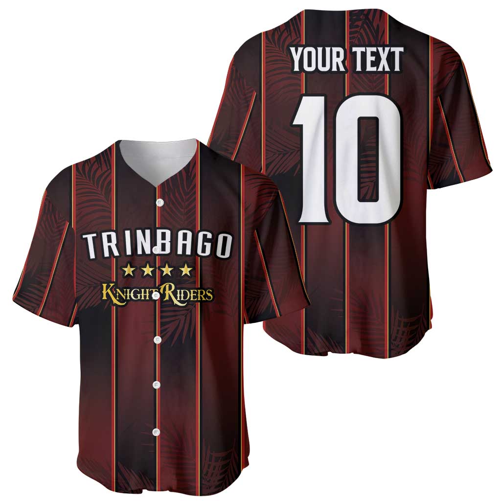 Custom Trinbago Cricket Knight Riders Baseball Jersey Palm Leaves with Vertical Stripes Sporty Style - Wonder Print Shop