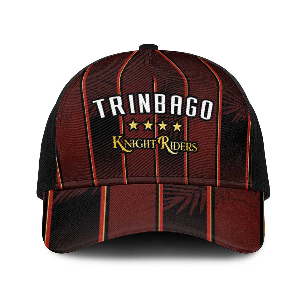 Trinbago Cricket Knight Riders Baseball Net Cap Palm Leaves with Vertical Stripes Sporty Style - Wonder Print Shop