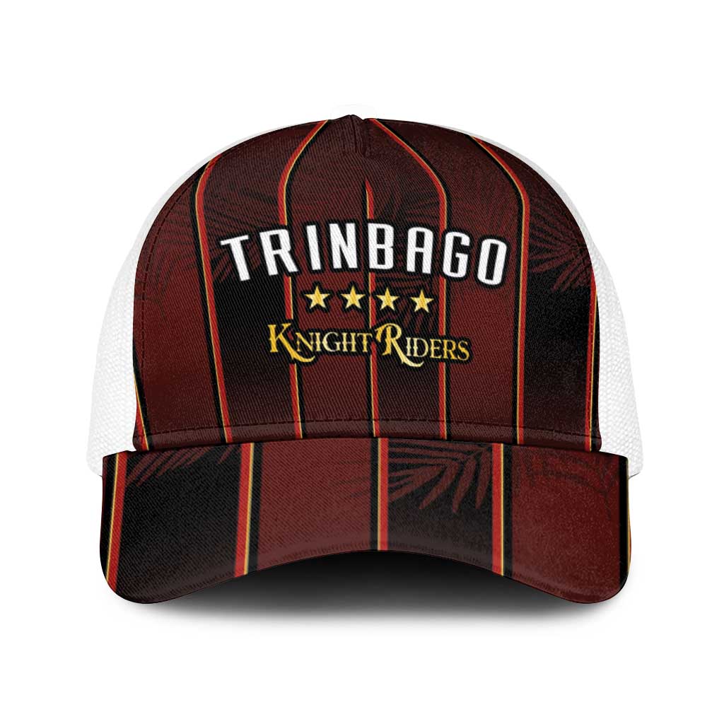 Trinbago Cricket Knight Riders Baseball Net Cap Palm Leaves with Vertical Stripes Sporty Style - Wonder Print Shop