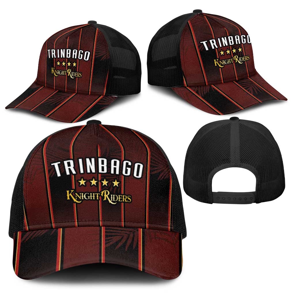Trinbago Cricket Knight Riders Baseball Net Cap Palm Leaves with Vertical Stripes Sporty Style - Wonder Print Shop