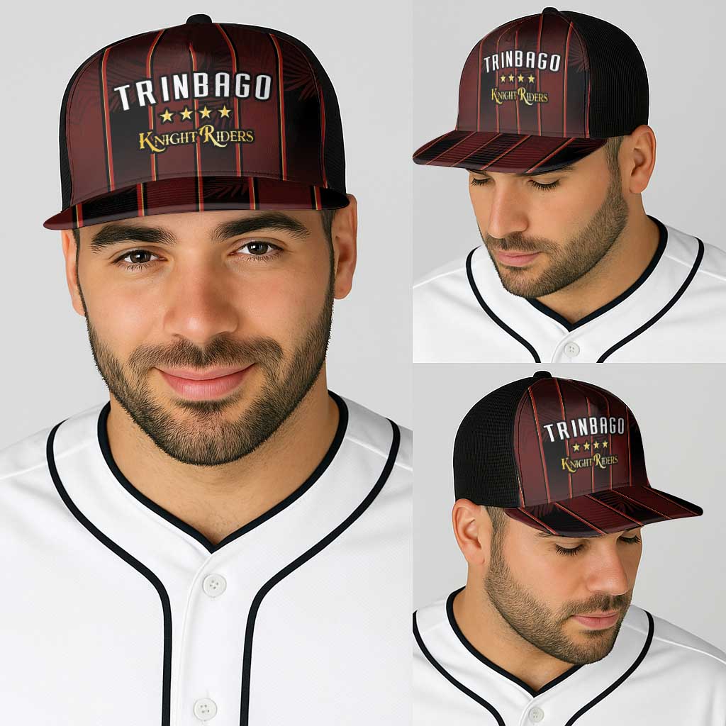 Trinbago Cricket Knight Riders Baseball Net Cap Palm Leaves with Vertical Stripes Sporty Style - Wonder Print Shop