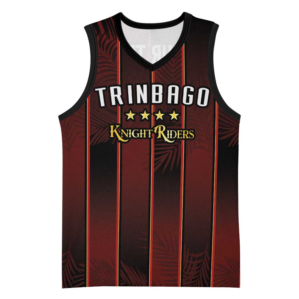 Custom Trinbago Cricket Knight Riders Basketball Jersey Palm Leaves with Vertical Stripes Sporty Style - Wonder Print Shop