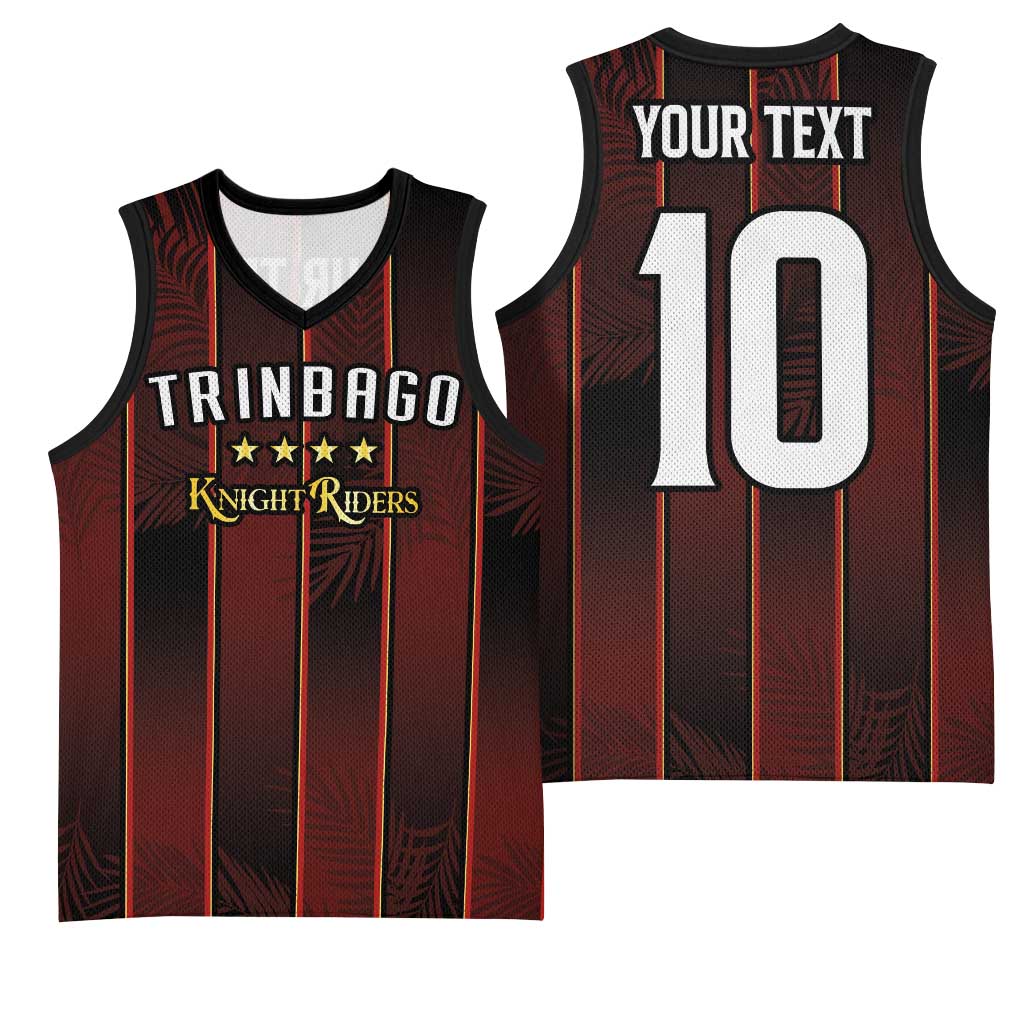 Custom Trinbago Cricket Knight Riders Basketball Jersey Palm Leaves with Vertical Stripes Sporty Style - Wonder Print Shop
