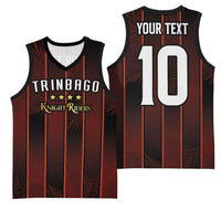 Custom Trinbago Cricket Knight Riders Basketball Jersey Palm Leaves with Vertical Stripes Sporty Style - Wonder Print Shop