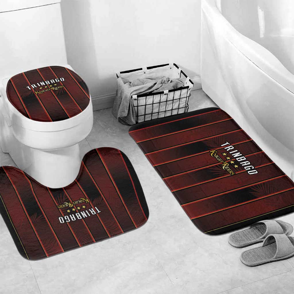 Trinbago Cricket Knight Riders Bathroom Set Palm Leaves with Vertical Stripes Sporty Style - Wonder Print Shop