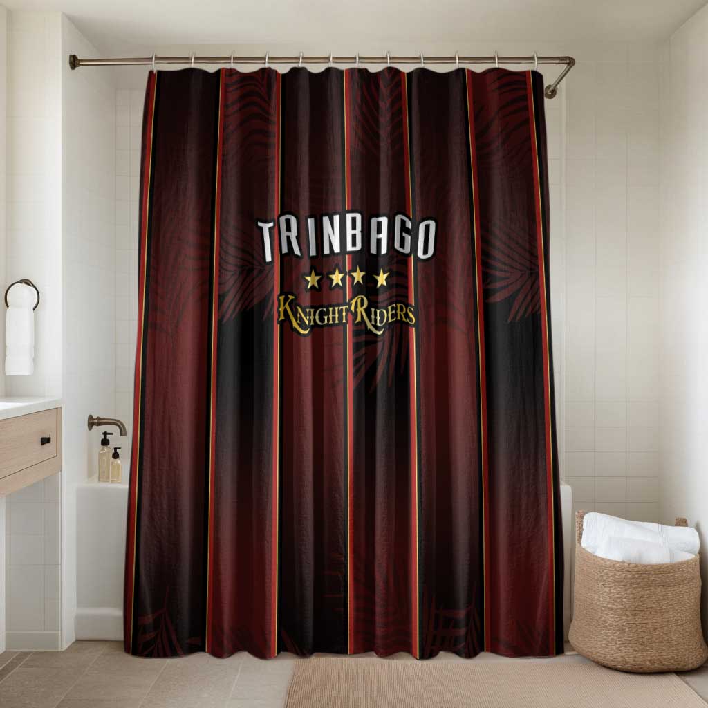 Trinbago Cricket Knight Riders Bathroom Set Palm Leaves with Vertical Stripes Sporty Style - Wonder Print Shop
