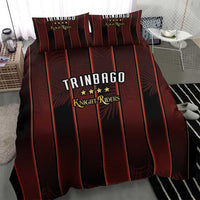 Trinbago Cricket Knight Riders Bedding Set Palm Leaves with Vertical Stripes Sporty Style - Wonder Print Shop