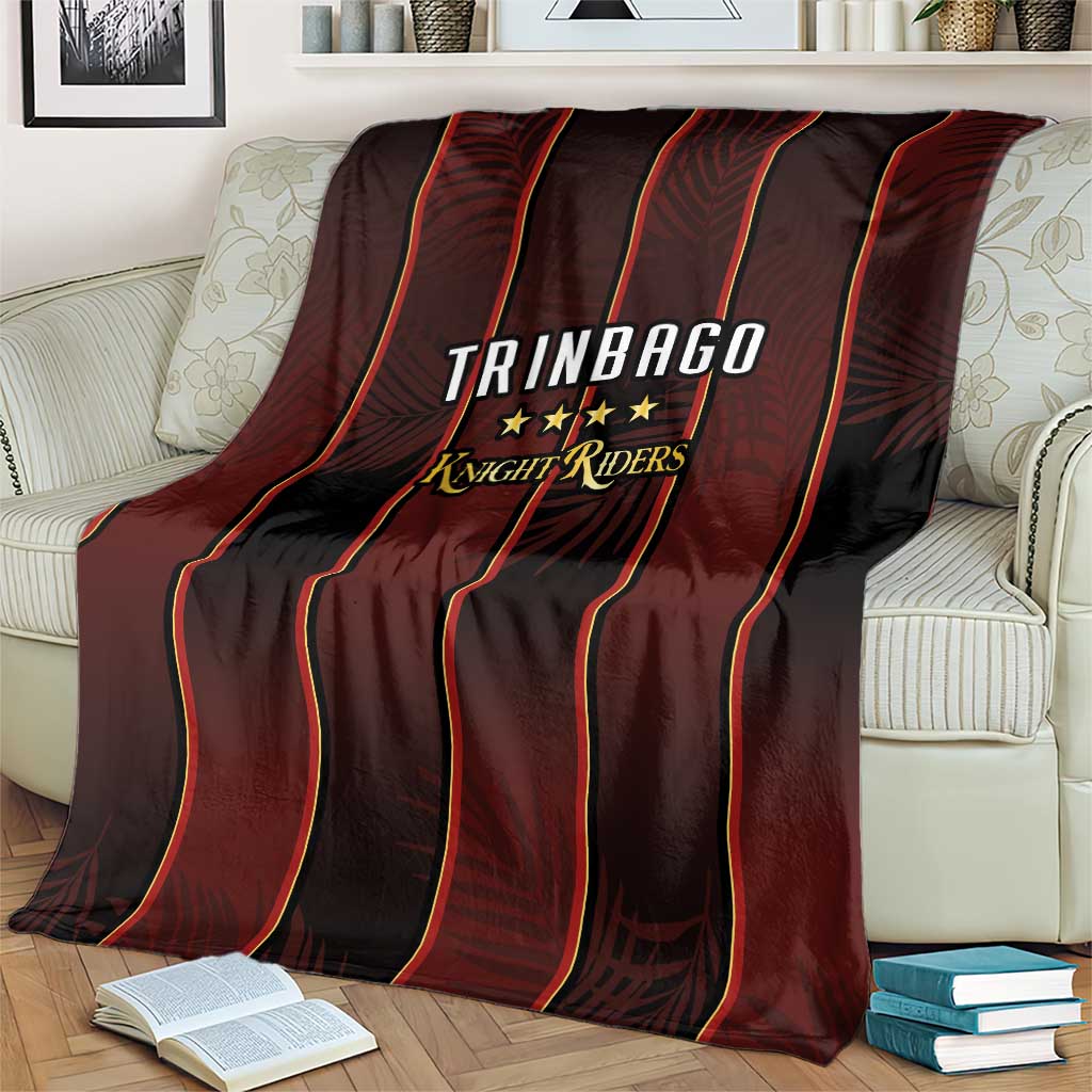 Trinbago Cricket Knight Riders Blanket Palm Leaves with Vertical Stripes Sporty Style - Wonder Print Shop