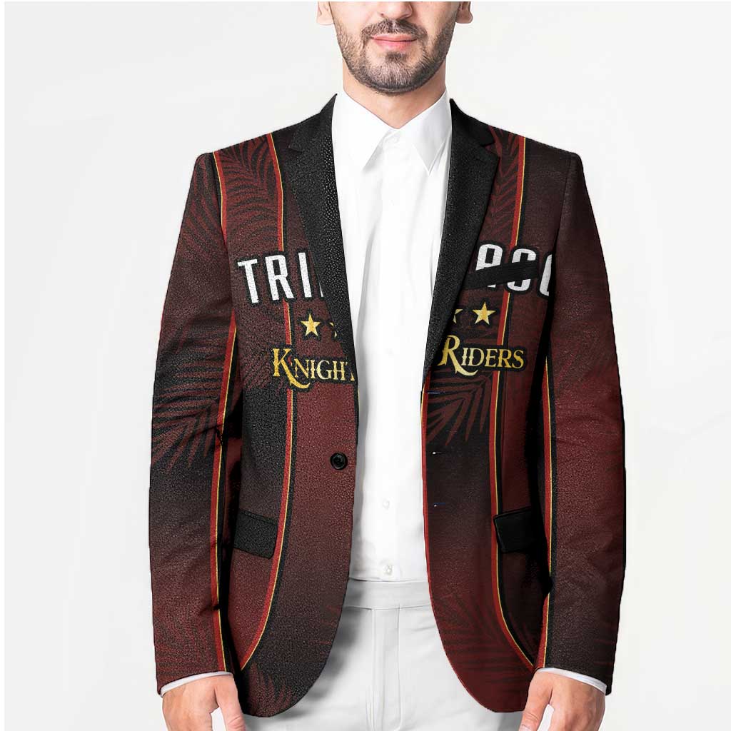 Custom Trinbago Cricket Knight Riders Blazer Palm Leaves with Vertical Stripes Sporty Style - Wonder Print Shop