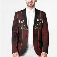 Custom Trinbago Cricket Knight Riders Blazer Palm Leaves with Vertical Stripes Sporty Style - Wonder Print Shop