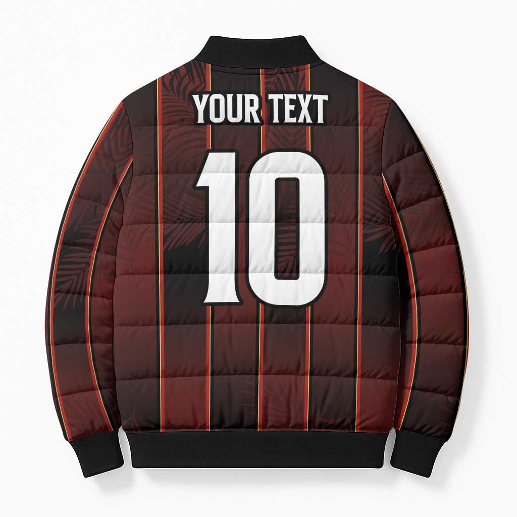 Custom Trinbago Cricket Knight Riders Bomber Puffer Jacket Palm Leaves with Vertical Stripes Sporty Style - Wonder Print Shop