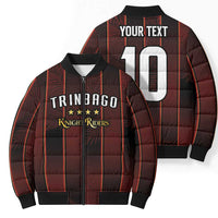 Custom Trinbago Cricket Knight Riders Bomber Puffer Jacket Palm Leaves with Vertical Stripes Sporty Style - Wonder Print Shop