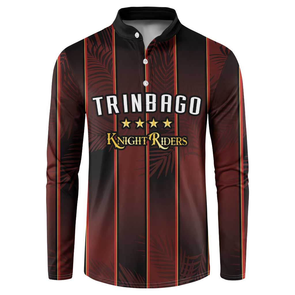 Custom Trinbago Cricket Knight Riders Button Sweatshirt Palm Leaves with Vertical Stripes Sporty Style - Wonder Print Shop