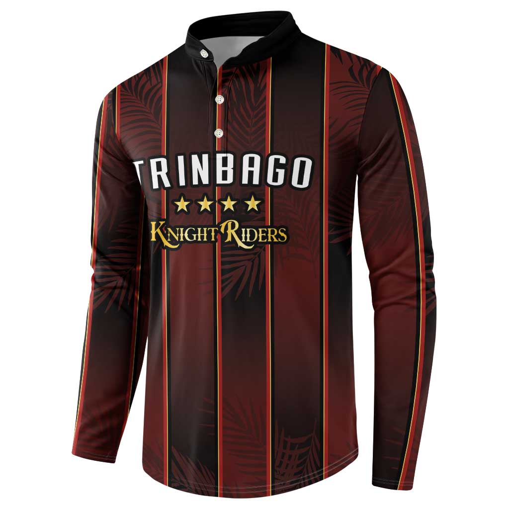 Custom Trinbago Cricket Knight Riders Button Sweatshirt Palm Leaves with Vertical Stripes Sporty Style - Wonder Print Shop