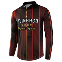 Custom Trinbago Cricket Knight Riders Button Sweatshirt Palm Leaves with Vertical Stripes Sporty Style - Wonder Print Shop