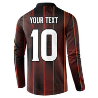 Custom Trinbago Cricket Knight Riders Button Sweatshirt Palm Leaves with Vertical Stripes Sporty Style - Wonder Print Shop