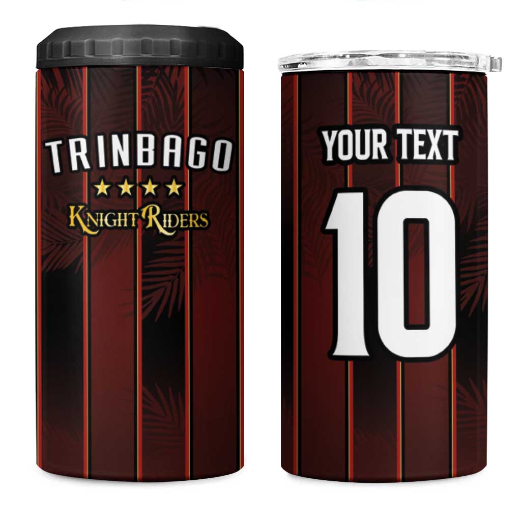 Custom Trinbago Cricket Knight Riders 4 in 1 Can Cooler Tumbler Palm Leaves with Vertical Stripes Sporty Style - Wonder Print Shop