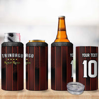 Custom Trinbago Cricket Knight Riders 4 in 1 Can Cooler Tumbler Palm Leaves with Vertical Stripes Sporty Style - Wonder Print Shop