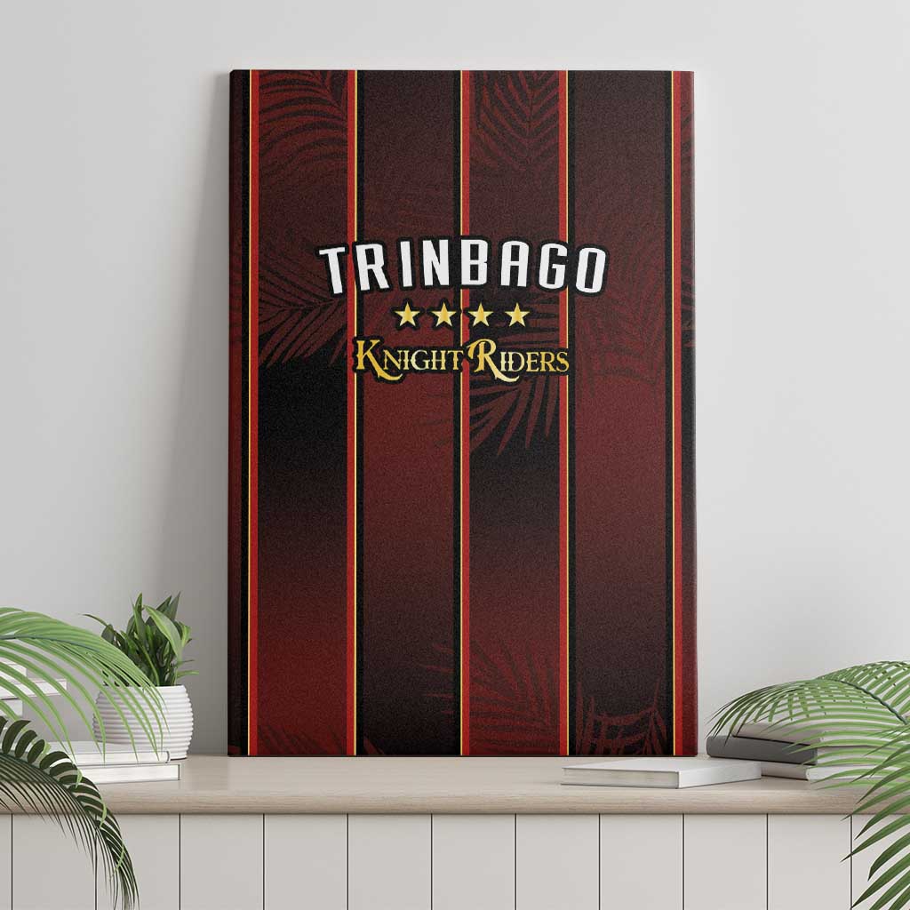 Trinbago Cricket Knight Riders Canvas Wall Art Palm Leaves with Vertical Stripes Sporty Style - Wonder Print Shop