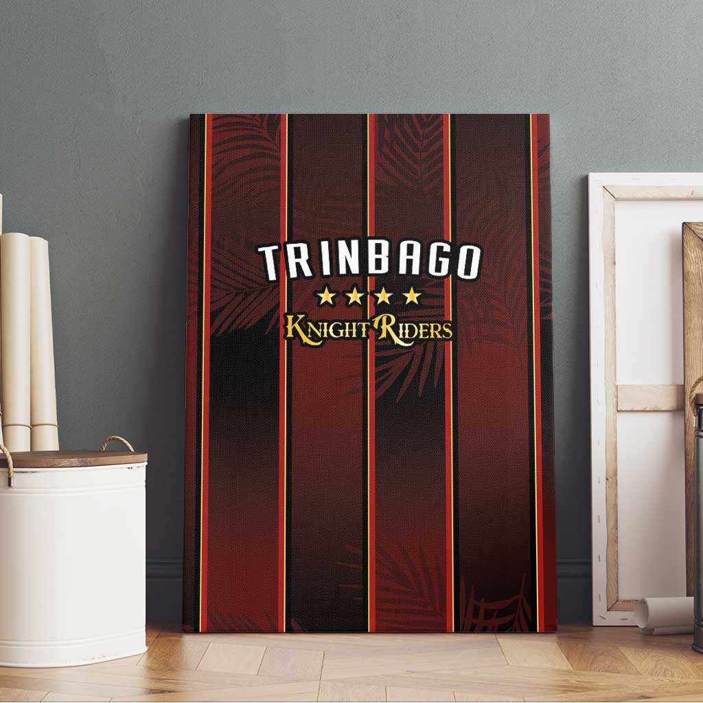 Trinbago Cricket Knight Riders Canvas Wall Art Palm Leaves with Vertical Stripes Sporty Style - Wonder Print Shop