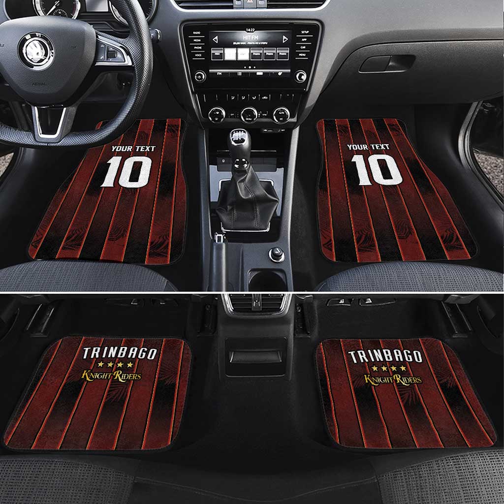 Trinbago Cricket Knight Riders Car Mats Palm Leaves with Vertical Stripes Sporty Style - Wonder Print Shop