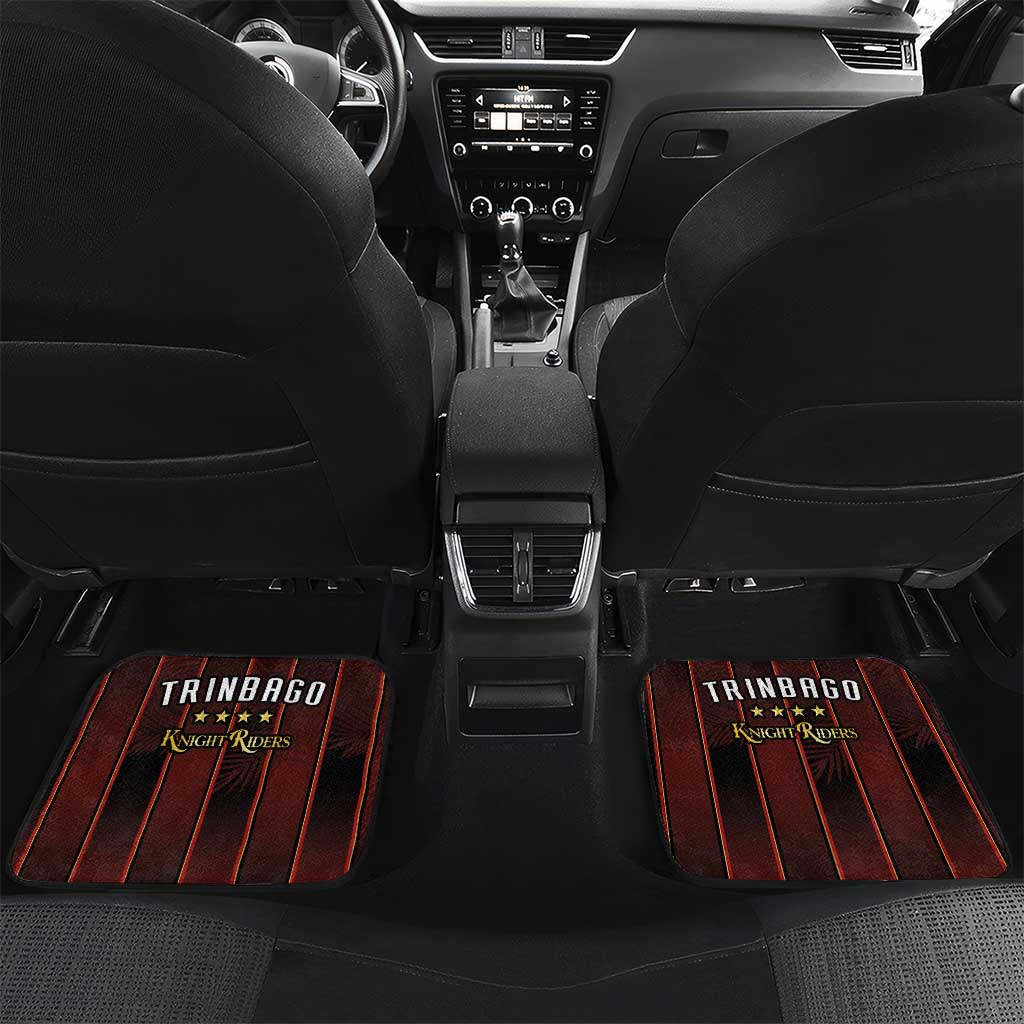 Trinbago Cricket Knight Riders Car Mats Palm Leaves with Vertical Stripes Sporty Style - Wonder Print Shop