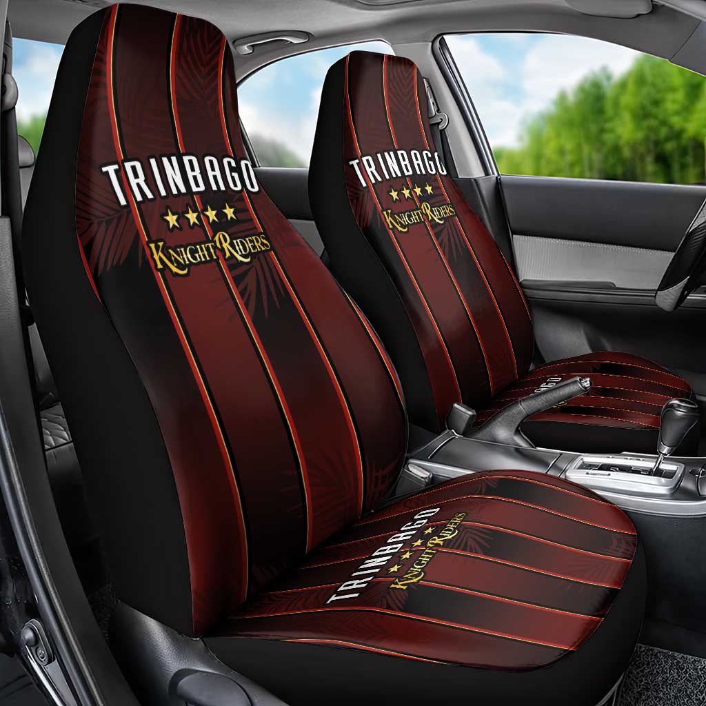 Trinbago Cricket Knight Riders Car Seat Cover Palm Leaves with Vertical Stripes Sporty Style - Wonder Print Shop