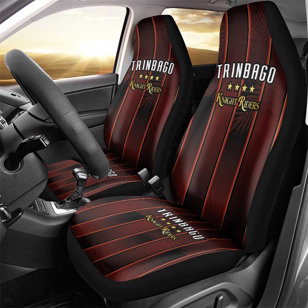 Trinbago Cricket Knight Riders Car Seat Cover Palm Leaves with Vertical Stripes Sporty Style - Wonder Print Shop