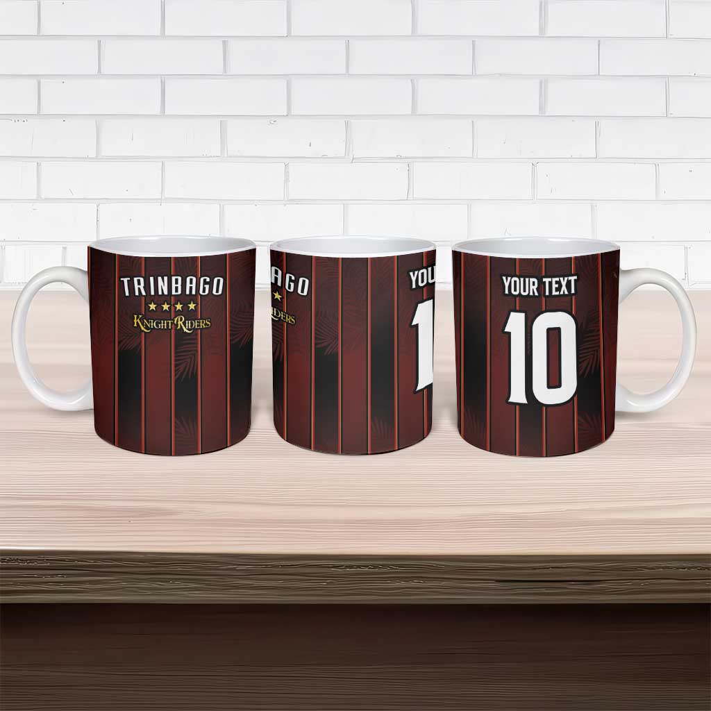 Custom Trinbago Cricket Knight Riders Ceramic Mug Palm Leaves with Vertical Stripes Sporty Style - Wonder Print Shop