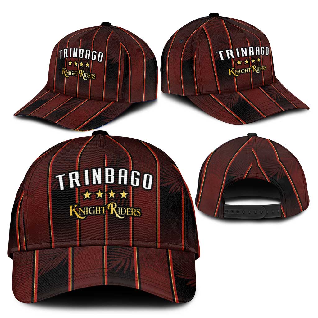 Trinbago Cricket Knight Riders Classic Cap Palm Leaves with Vertical Stripes Sporty Style - Wonder Print Shop