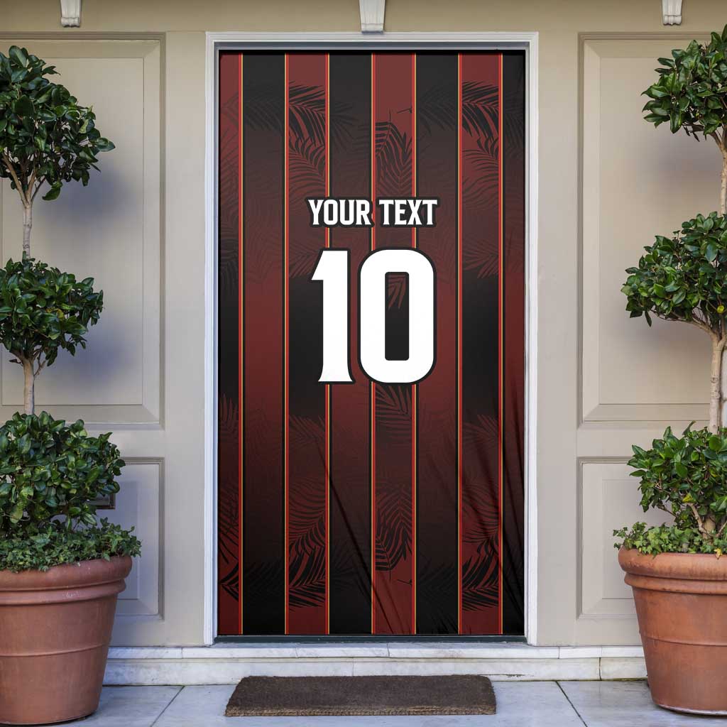 Trinbago Cricket Knight Riders Door Cover Palm Leaves with Vertical Stripes Sporty Style - Wonder Print Shop