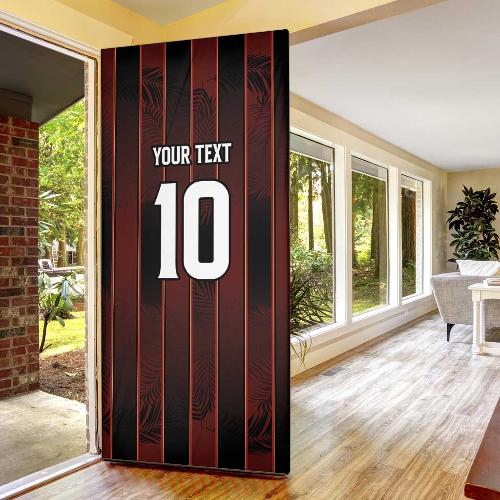 Trinbago Cricket Knight Riders Door Cover Palm Leaves with Vertical Stripes Sporty Style - Wonder Print Shop