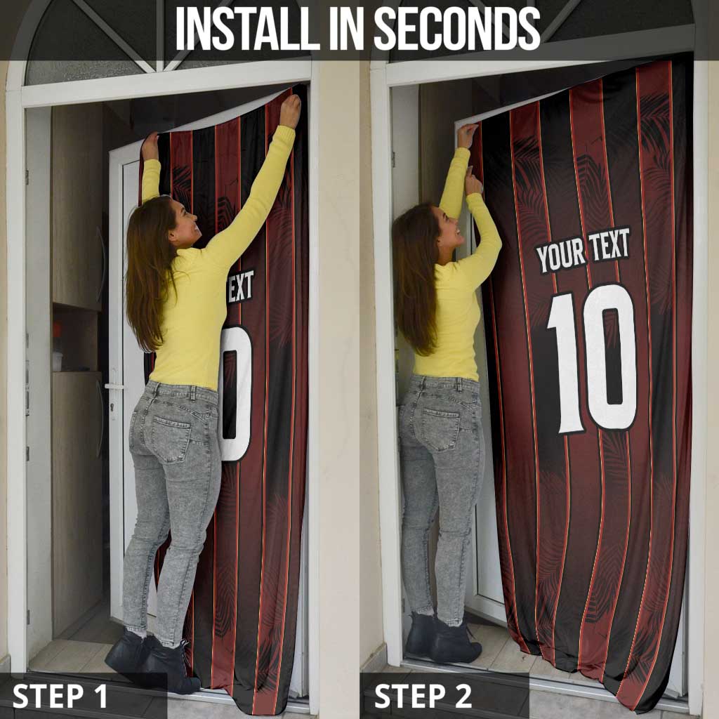 Trinbago Cricket Knight Riders Door Cover Palm Leaves with Vertical Stripes Sporty Style - Wonder Print Shop