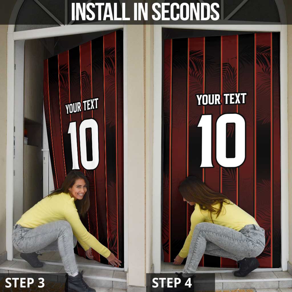 Trinbago Cricket Knight Riders Door Cover Palm Leaves with Vertical Stripes Sporty Style - Wonder Print Shop