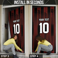 Trinbago Cricket Knight Riders Door Cover Palm Leaves with Vertical Stripes Sporty Style - Wonder Print Shop