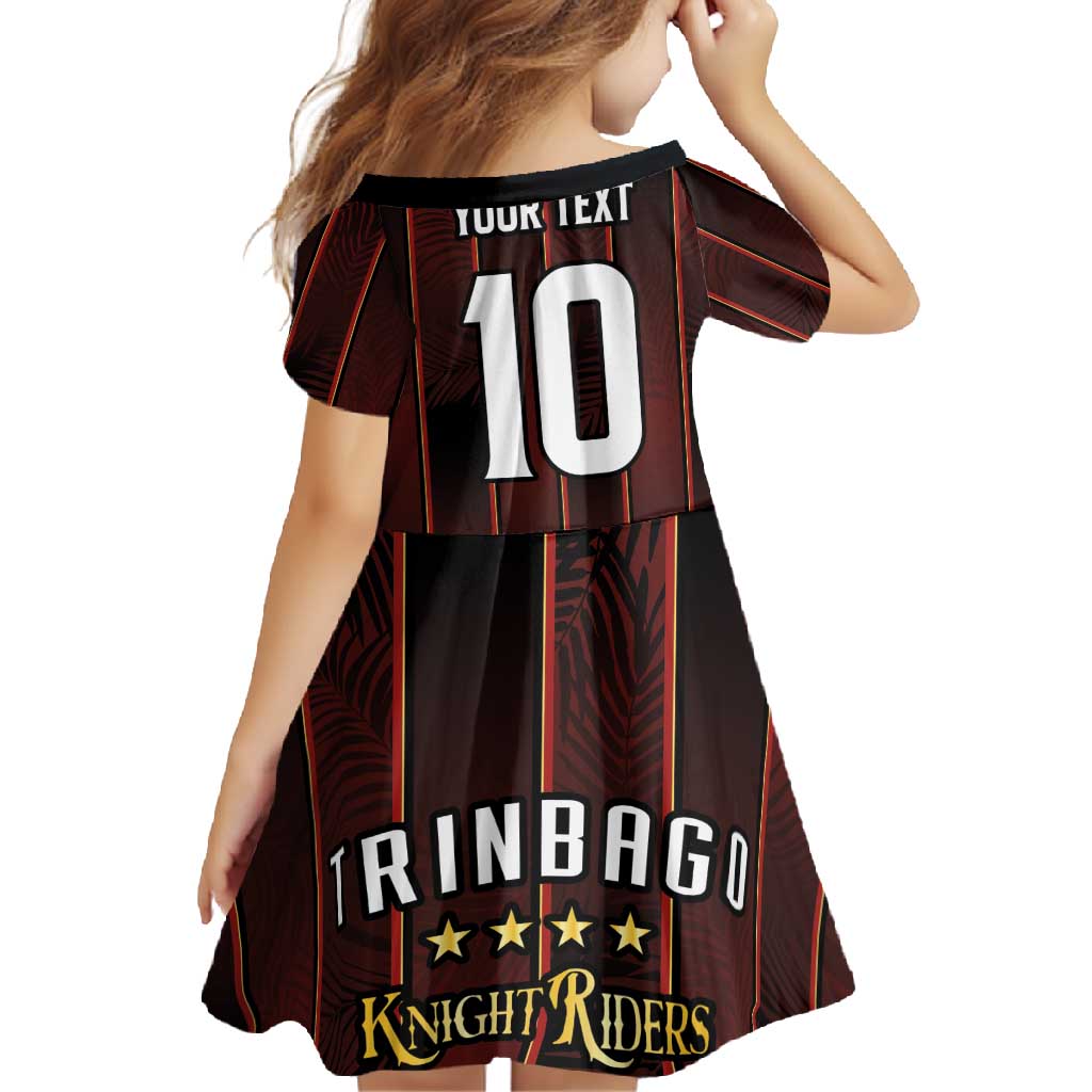 Custom Trinbago Cricket Knight Riders Family Matching Mermaid Dress and Hawaiian Shirt Palm Leaves with Vertical Stripes Sporty Style - Wonder Print Shop