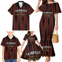 Custom Trinbago Cricket Knight Riders Family Matching Mermaid Dress and Hawaiian Shirt Palm Leaves with Vertical Stripes Sporty Style - Wonder Print Shop
