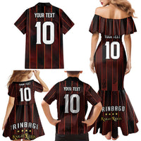 Custom Trinbago Cricket Knight Riders Family Matching Mermaid Dress and Hawaiian Shirt Palm Leaves with Vertical Stripes Sporty Style - Wonder Print Shop