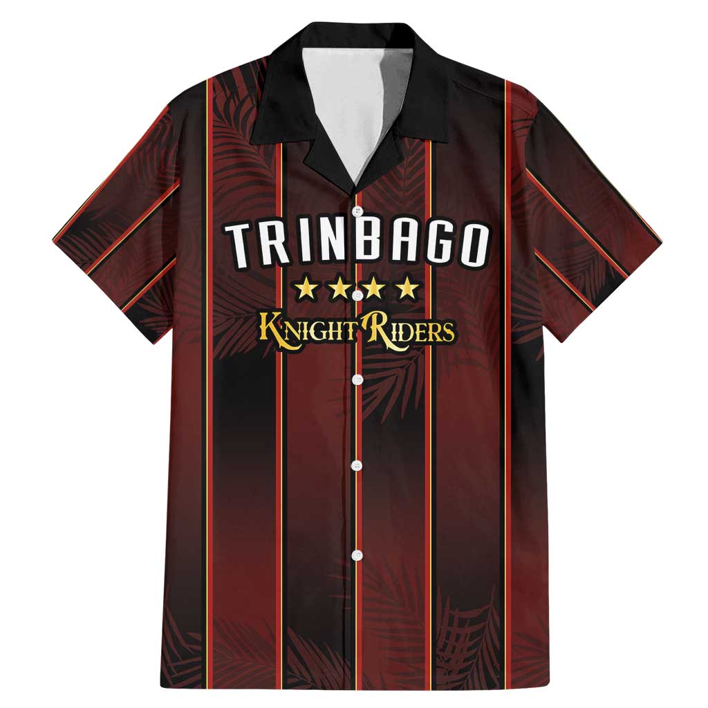 Custom Trinbago Cricket Knight Riders Family Matching Mermaid Dress and Hawaiian Shirt Palm Leaves with Vertical Stripes Sporty Style - Wonder Print Shop