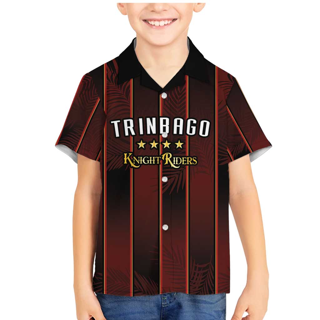 Custom Trinbago Cricket Knight Riders Family Matching Mermaid Dress and Hawaiian Shirt Palm Leaves with Vertical Stripes Sporty Style - Wonder Print Shop